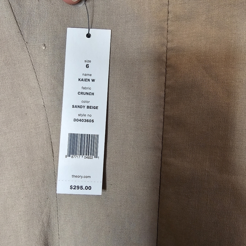 NWT Theory Kaien W Beige Linen Blend Fit & Flare Mini Dress Size 6 - Picture 11 of 14